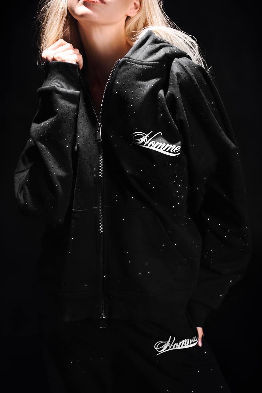 DIAMOND ZIP HOODIE BLACK